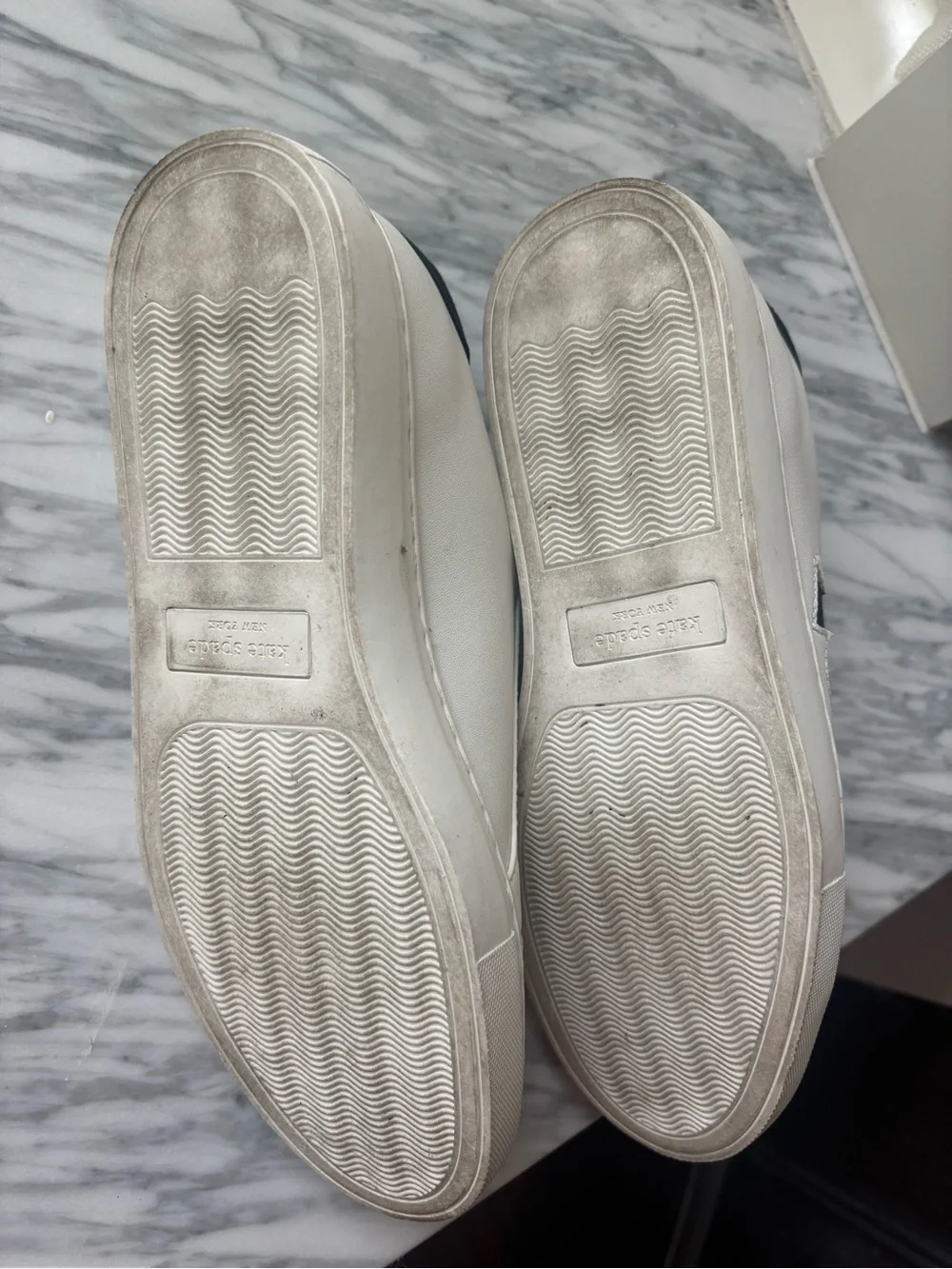kate spade White Sneakers with Black Heel & Logo